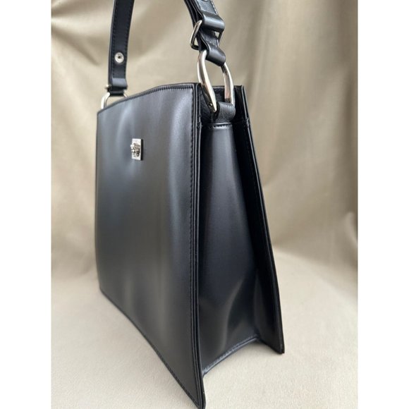 Gianni Versace Vintage Silver Medusa Tote Bag Black PU Leather - Picture 8 of 16